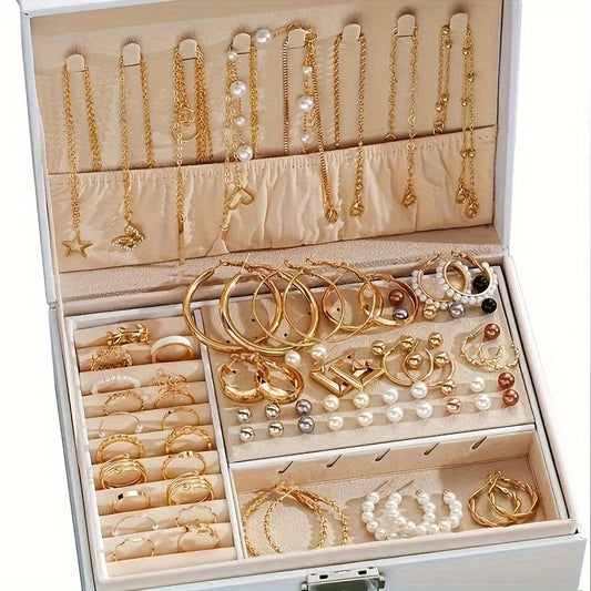 86pcs Jewelry Set, Fashionable & Elegant, Butterfly Necklaces, Heart Rings, Faux Pearl Earrings & Studs, Mix & Match Set For Women, Versatile Accessories For Daily Wear, Parties, Gift Without Box - Vintage & Bohemian Styles