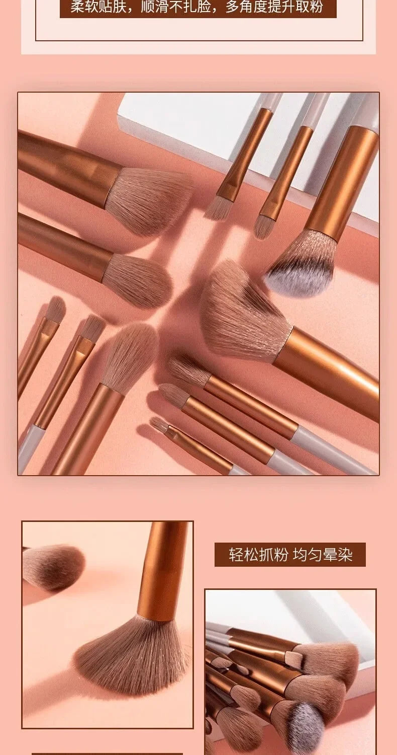 13Pcs Eyeshadow Portable Makeup Brushes Set Soft Fluffy Brushes Blush Powder Shadow Foundation Blending Concealer Make Up Tool